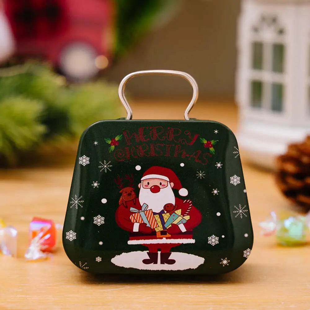 Christmas Decoration Metal Box Handbag Shape Tin Jar Jewelry Storage Cas - HORA GIFT