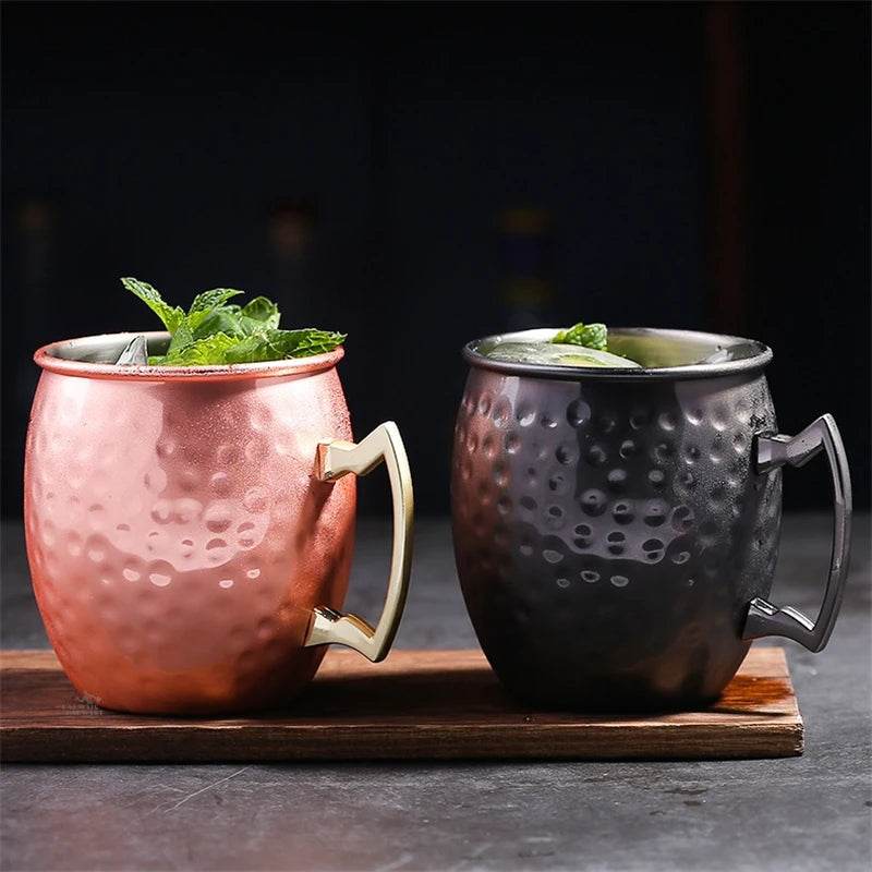 1pcs 550ml 18 Ounces Moscow Mule Mug Stainless Steel Hammered Copper - HORA GIFT
