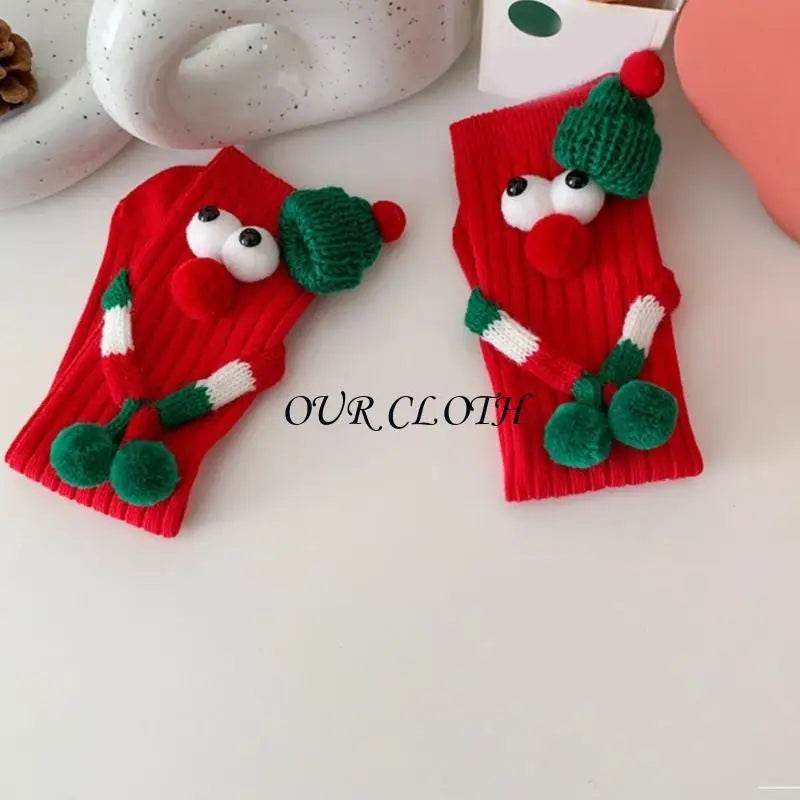 Funny Christmas Hand Socks for Kids Cartoon Big Eyes Novelty Middle Tube Socks Hosiery Holiday Party Gift Y1AC - HORA GIFT