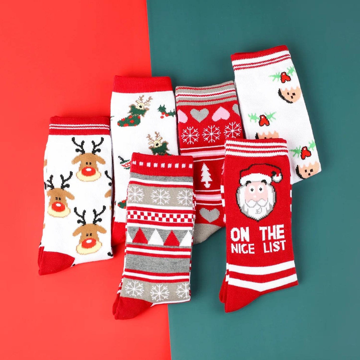 Christmas Mid-Calf Socks for Men Women Santa Claus Autumn Winter Gingerbread Man Cotton Elastic Gift Party Calf-Length Socks - HORA GIFT