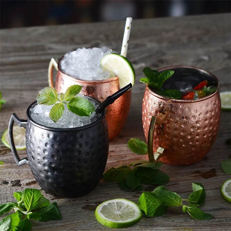 1pcs 550ml 18 Ounces Moscow Mule Mug Stainless Steel Hammered Copper - HORA GIFT