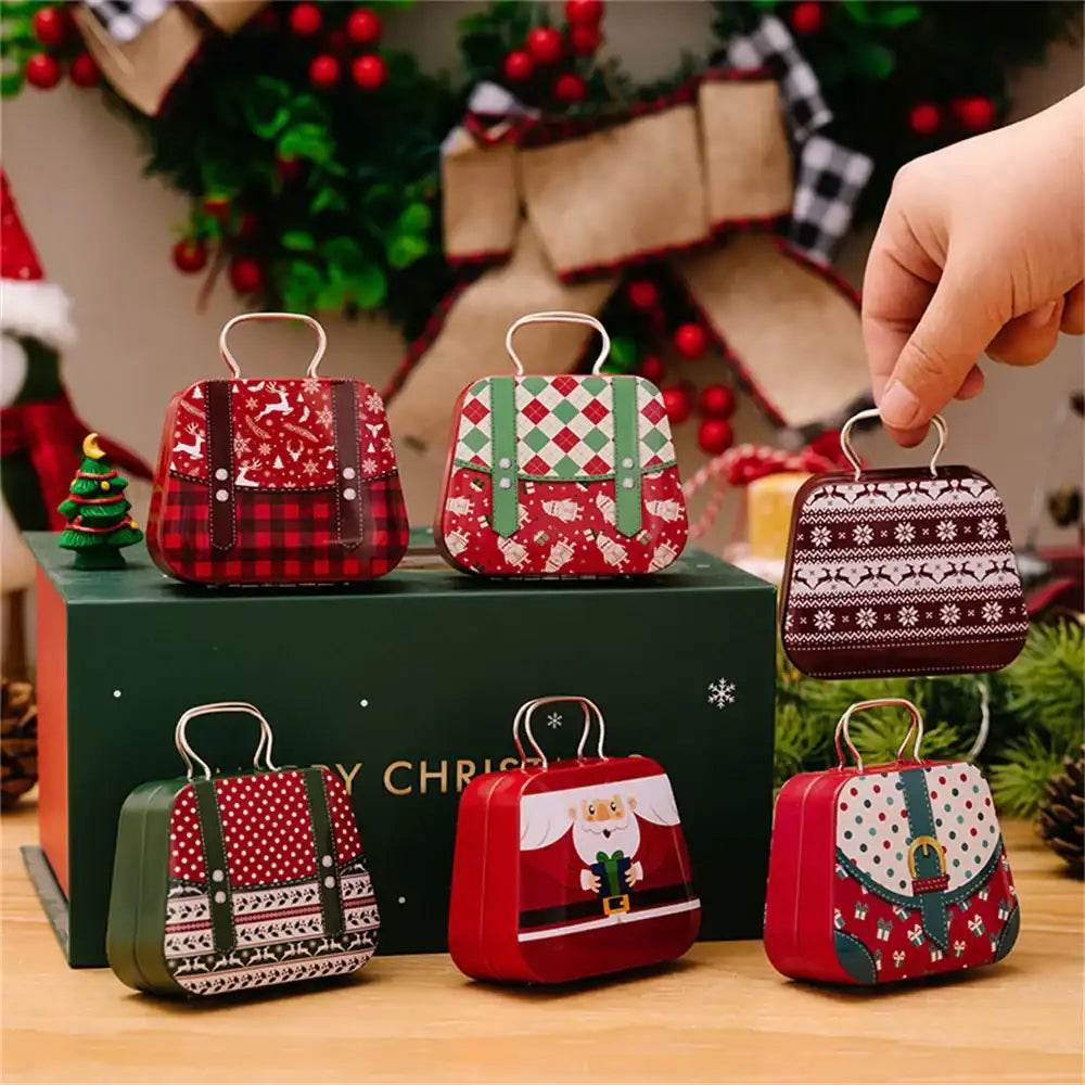Christmas Decoration Metal Box Handbag Shape Tin Jar Jewelry Storage Cas - HORA GIFT