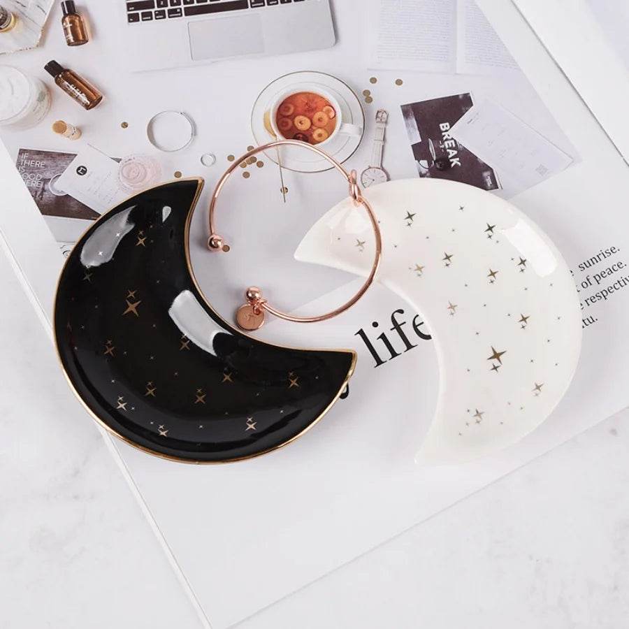 1pc ceramic moon jewelry dish - HORA GIFT