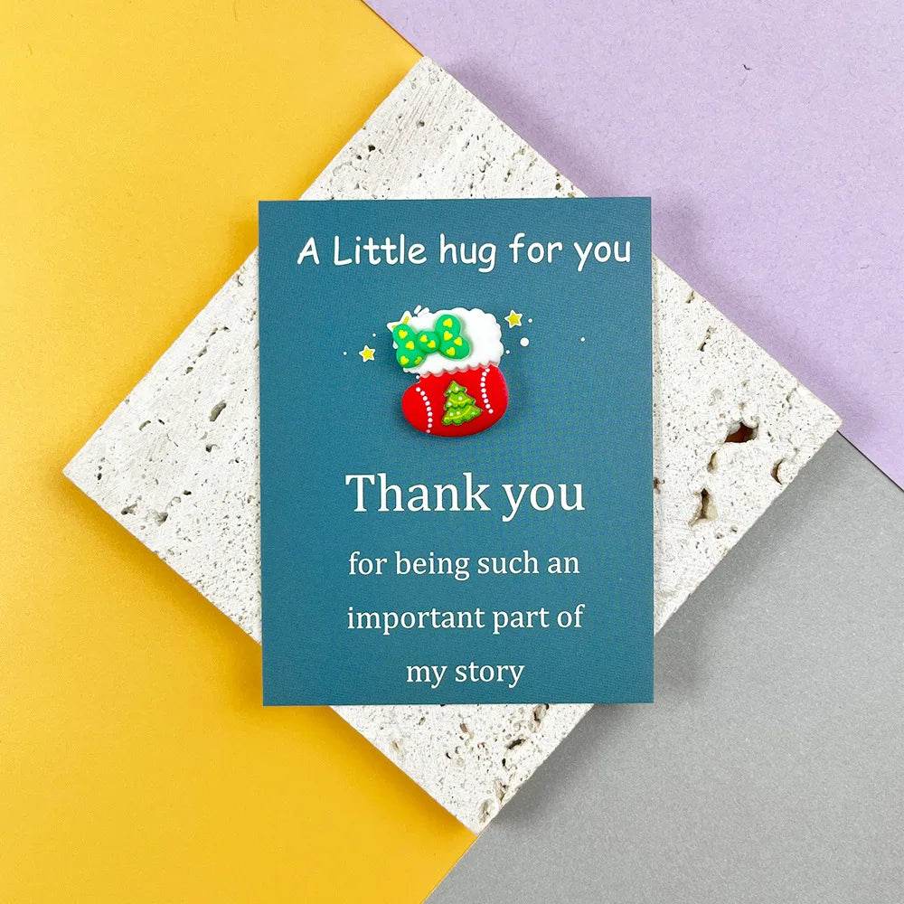 Marry Christmas Cards with Cute Resin Ornament Santa Claus Snowman Tree Ginger Man Christmas Greeting Cards Gift Thank You Card - HORA GIFT