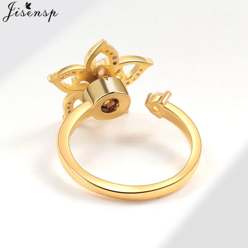 Korean Woman Anxiety Relaxing Ring Multiple Crystal Sunflower Snowflake Knuckle Rings Anti Stress Jewelry Girls Rotating Gift