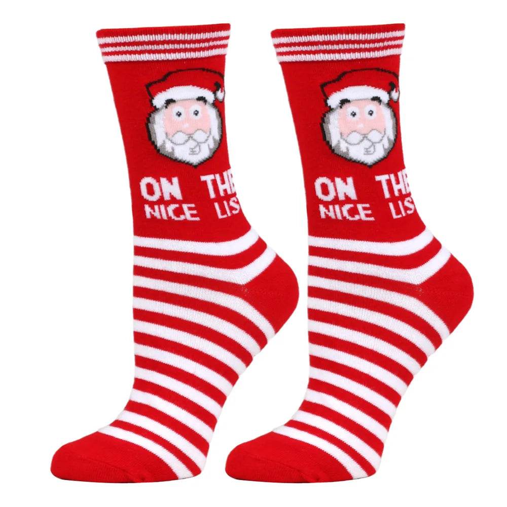 Christmas Mid-Calf Socks for Men Women Santa Claus Autumn Winter Gingerbread Man Cotton Elastic Gift Party Calf-Length Socks - HORA GIFT