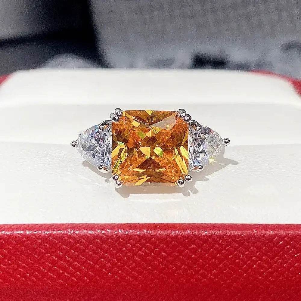 High Quality Big AAA Pink Yellow White Zircon Rings - HORA GIFT