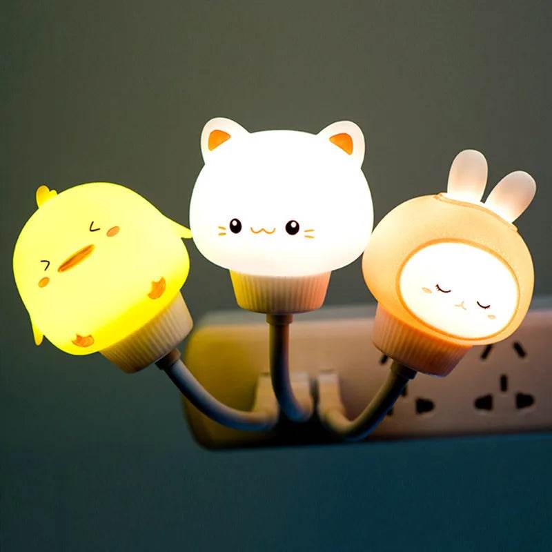 USB Night Light LED Cute Cartoon Night Lamp Bear Chick Kitten for Baby Kid Bedroom Decoration Bedside Lamp - HORA GIFT