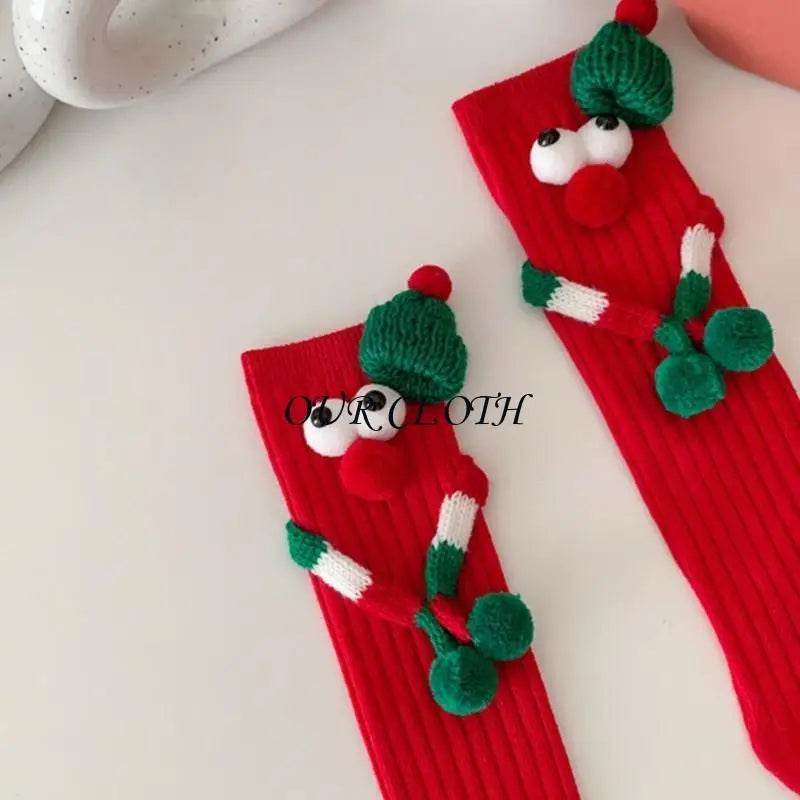 Funny Christmas Hand Socks for Kids Cartoon Big Eyes Novelty Middle Tube Socks Hosiery Holiday Party Gift Y1AC - HORA GIFT