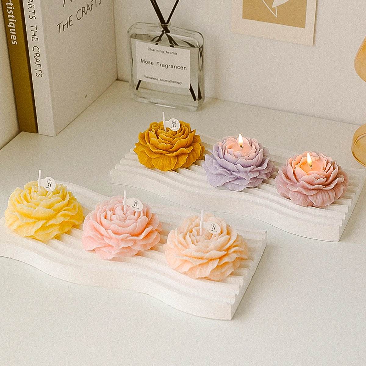 3D Peony Aromatic Candle Creative Flower Shape - HORA GIFT