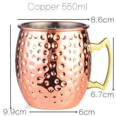 1pcs 550ml 18 Ounces Moscow Mule Mug Stainless Steel Hammered Copper - HORA GIFT