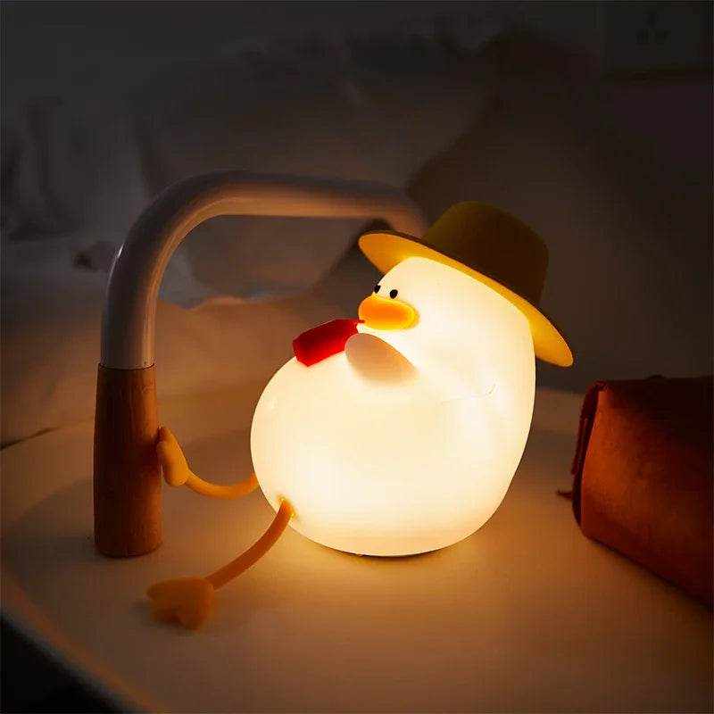 Rechargeable LED Night Light Cute Duck Silicone Patting Lamp Nursery Children Nightlights Home Bedside Room Decor Birthday Gift - HORA GIFT
