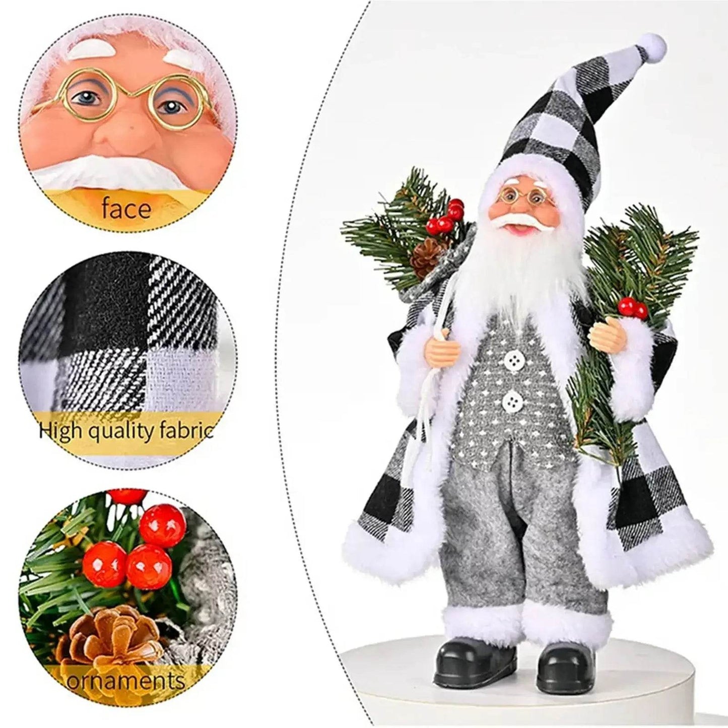 Christmas Sitting Standing Santa Claus Figurines Doll Cute 12inch - HORA GIFT