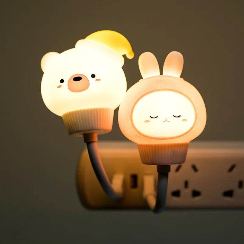 USB Night Light LED Cute Cartoon Night Lamp Bear Chick Kitten for Baby Kid Bedroom Decoration Bedside Lamp - HORA GIFT