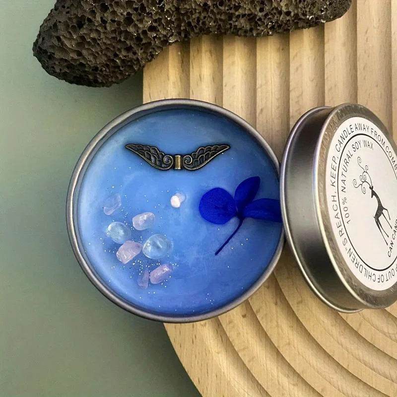 Crystal Dried Flower Scented Candles Atique Copper Accessories Aromatherapy Silver Tin Can Candles Handmade Candles - HORA GIFT