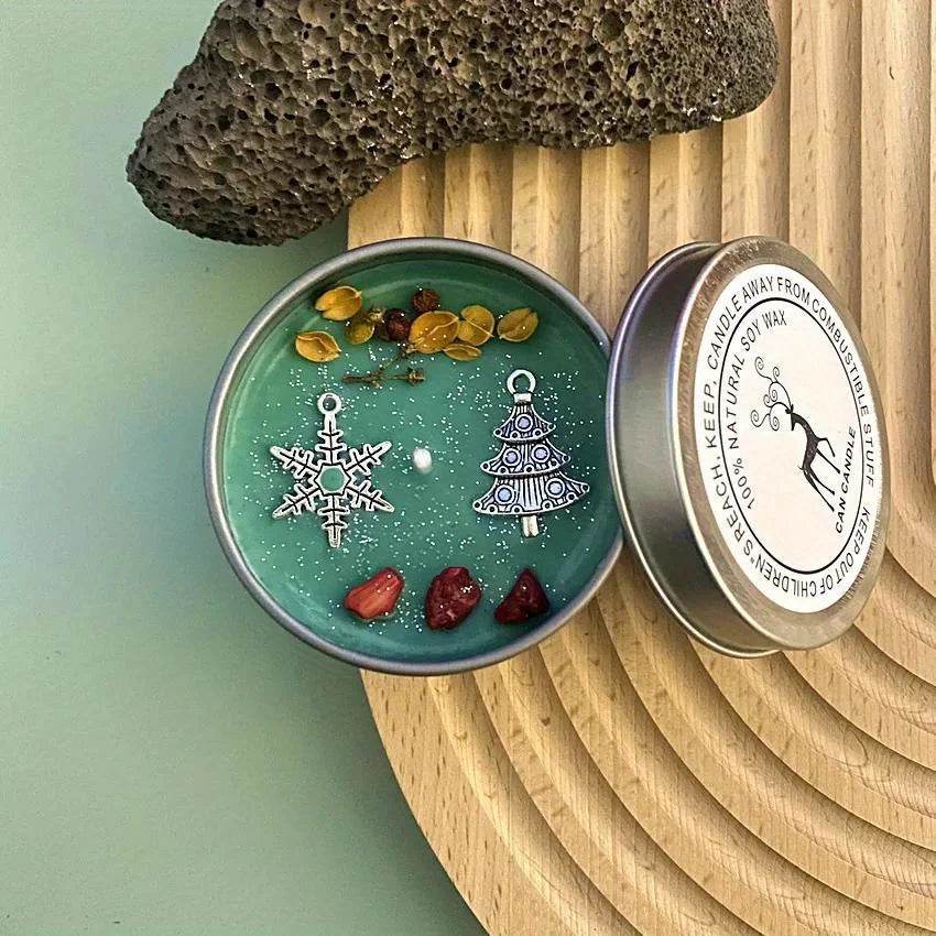 Crystal Dried Flower Scented Candles Atique Copper Accessories Aromatherapy Silver Tin Can Candles Handmade Candles - HORA GIFT