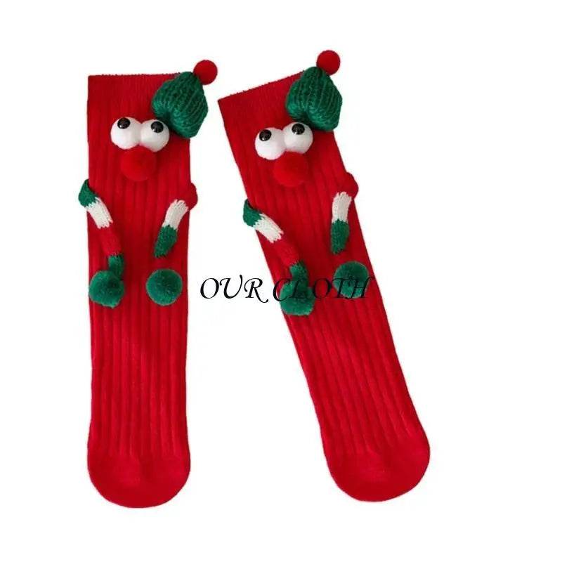 Funny Christmas Hand Socks for Kids Cartoon Big Eyes Novelty Middle Tube Socks Hosiery Holiday Party Gift Y1AC - HORA GIFT