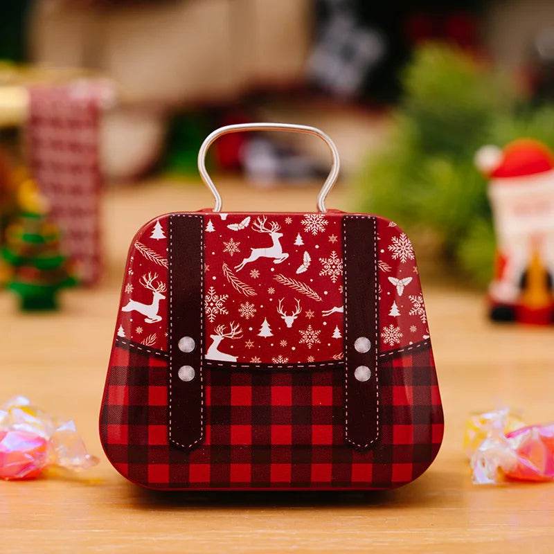 Christmas Decoration Metal Box Handbag Shape Tin Jar Jewelry Storage Cas - HORA GIFT