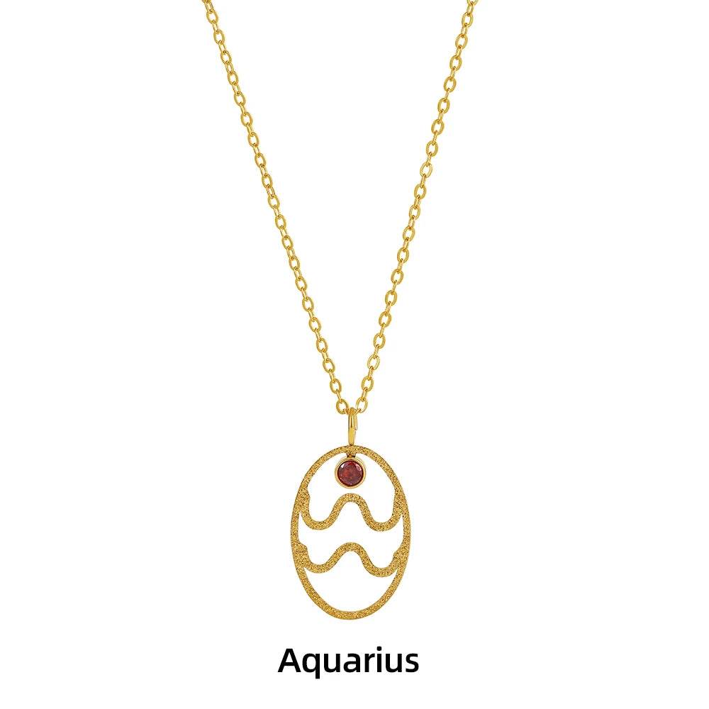 Zodiac Necklace for Women Aries Leo Pisces Sagittarius 12 Constellation Stainless Steel Neck Chains Jewelry Girl Birthday Gifts - HORA GIFT