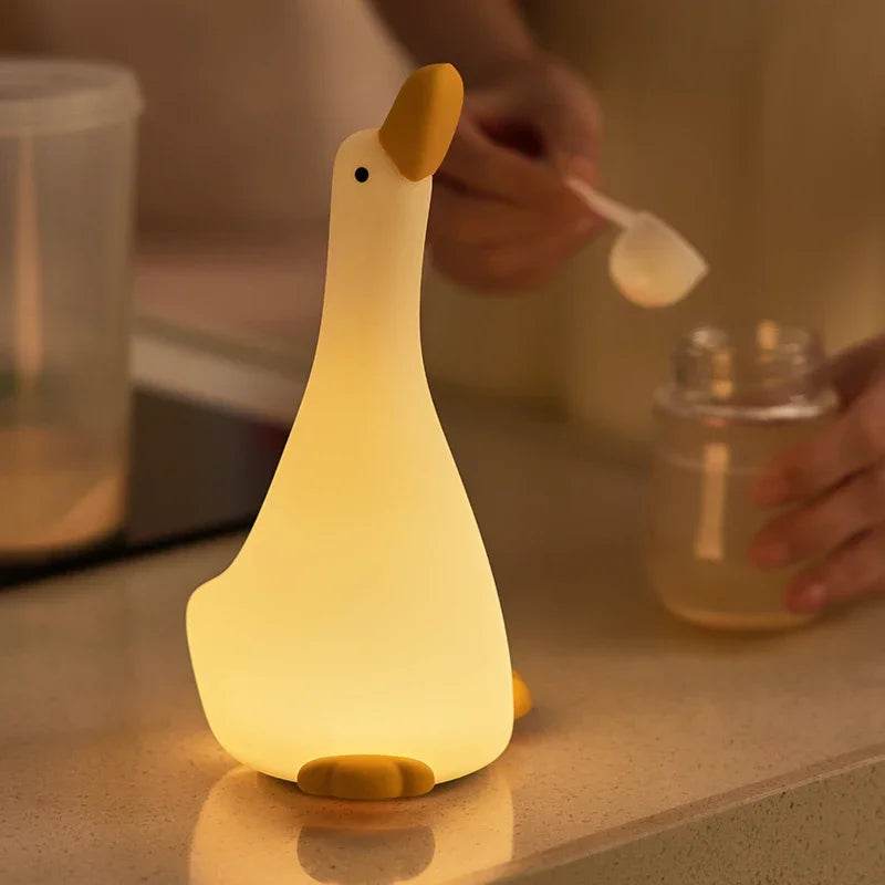 Rechargeable LED Night Light Cute Duck Silicone Patting Lamp Nursery Children Nightlights Home Bedside Room Decor Birthday Gift - HORA GIFT
