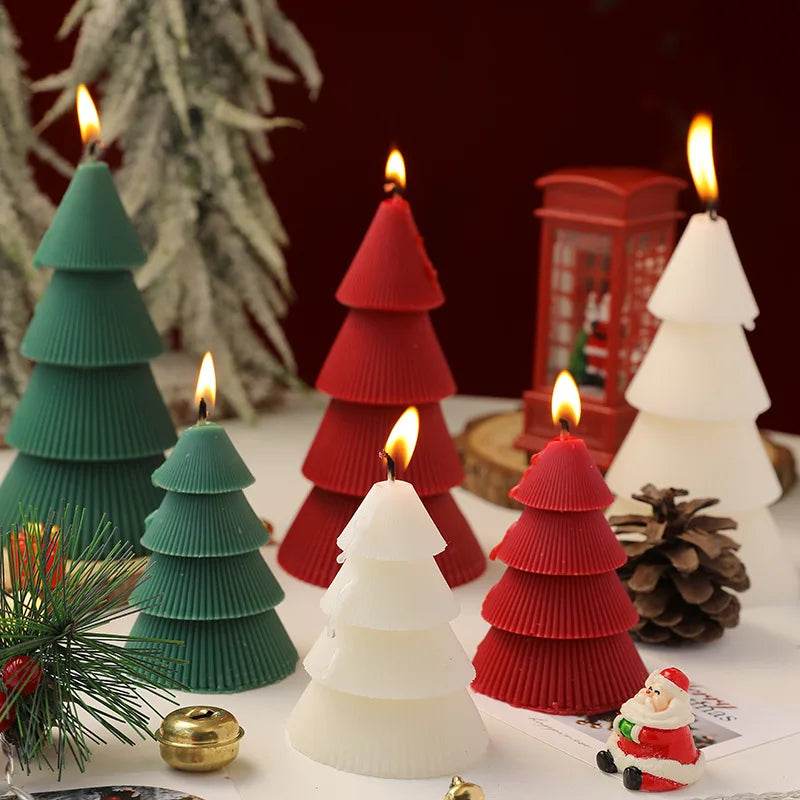 Christmas Tree Candle for Festive Decor Red Green Home Decorative Candle - HORA GIFT