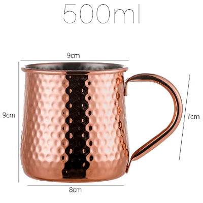 1pcs 550ml 18 Ounces Moscow Mule Mug Stainless Steel Hammered Copper - HORA GIFT