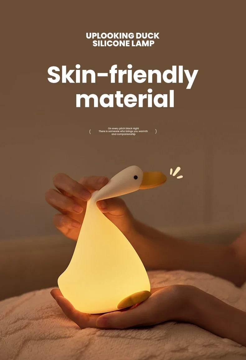 Rechargeable LED Night Light Cute Duck Silicone Patting Lamp Nursery Children Nightlights Home Bedside Room Decor Birthday Gift - HORA GIFT