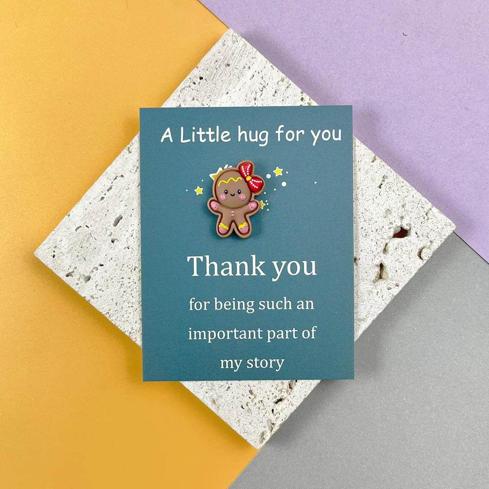 Marry Christmas Cards with Cute Resin Ornament Santa Claus Snowman Tree Ginger Man Christmas Greeting Cards Gift Thank You Card - HORA GIFT