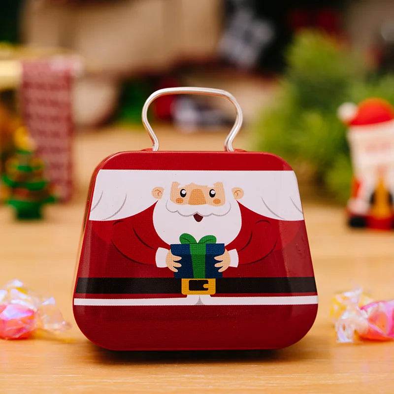 Christmas Decoration Metal Box Handbag Shape Tin Jar Jewelry Storage Cas - HORA GIFT