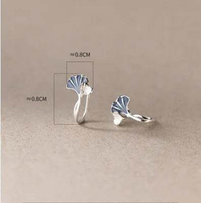 New in 925 Sterling Silver Drip Glue Ginkgo Biloba Leaves Ear Piercing - HORA GIFT