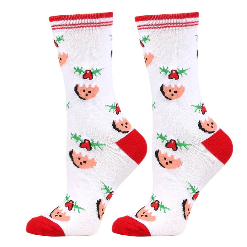 Christmas Mid-Calf Socks for Men Women Santa Claus Autumn Winter Gingerbread Man Cotton Elastic Gift Party Calf-Length Socks - HORA GIFT