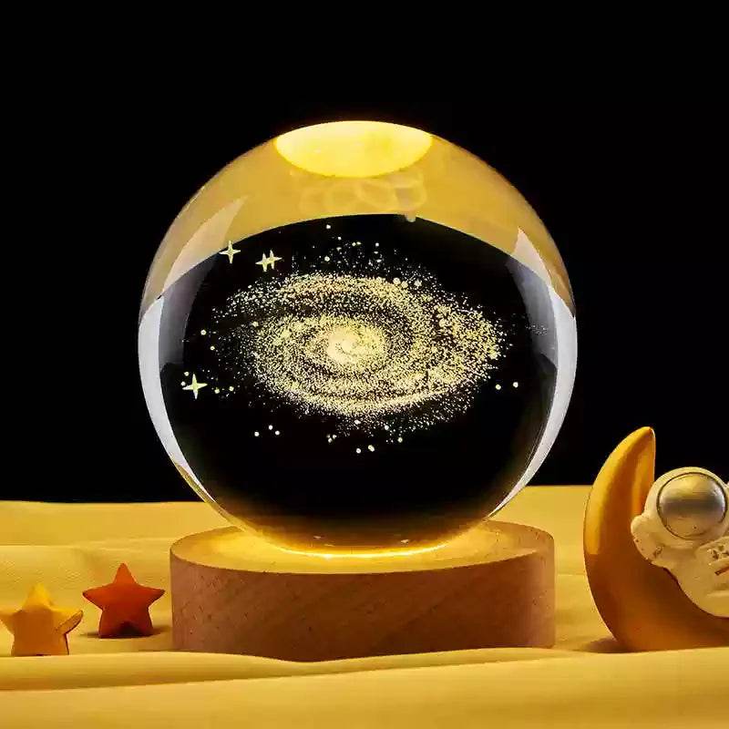 LED Night Light Galaxy Crystal Ball Table Lamp 3D Planet Moon Glowing Planetary - HORA GIFT