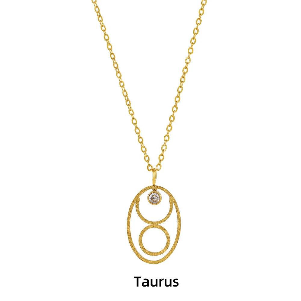 Zodiac Necklace for Women Aries Leo Pisces Sagittarius 12 Constellation Stainless Steel Neck Chains Jewelry Girl Birthday Gifts - HORA GIFT