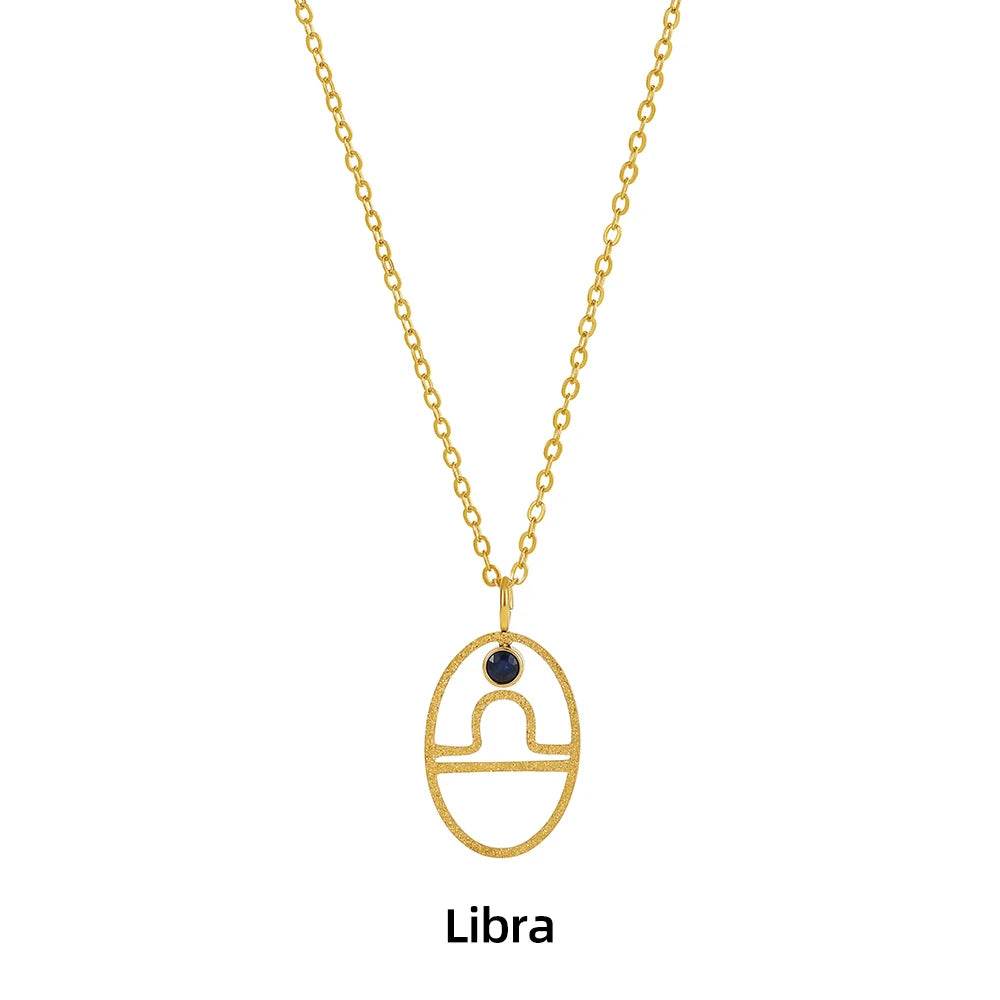 Zodiac Necklace for Women Aries Leo Pisces Sagittarius 12 Constellation Stainless Steel Neck Chains Jewelry Girl Birthday Gifts - HORA GIFT
