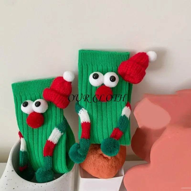 Funny Christmas Hand Socks for Kids Cartoon Big Eyes Novelty Middle Tube Socks Hosiery Holiday Party Gift Y1AC - HORA GIFT