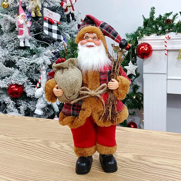 Christmas Sitting Standing Santa Claus Figurines Doll Cute 12inch - HORA GIFT