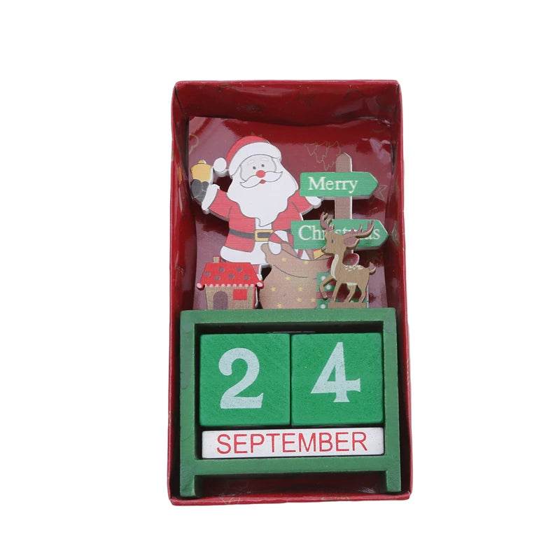 Christmas Count Down Calendar Santa Claus Elk Snowman Wooden Calendar - HORA GIFT