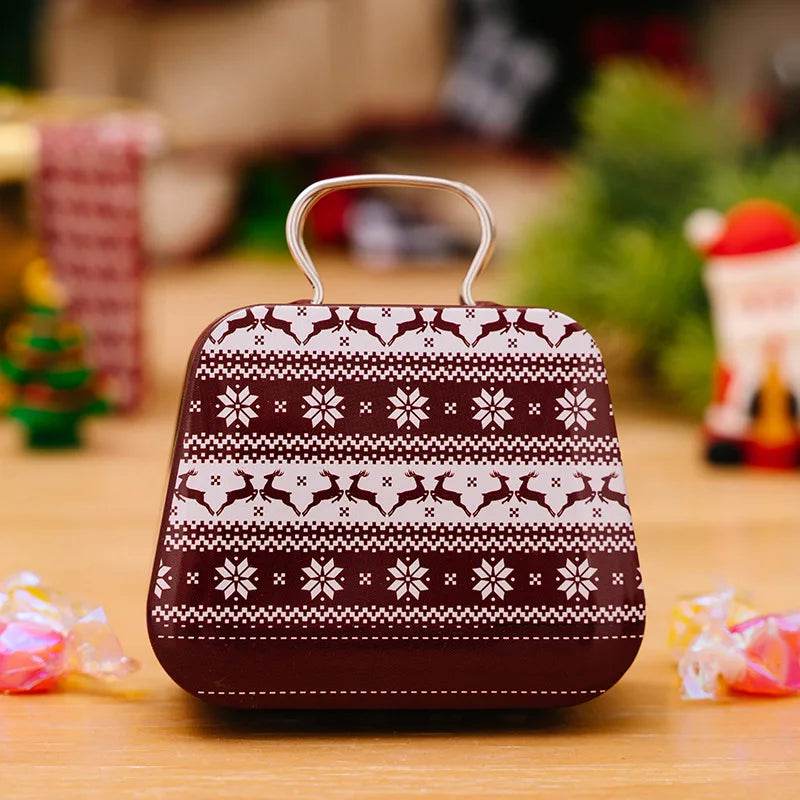 Christmas Decoration Metal Box Handbag Shape Tin Jar Jewelry Storage Cas - HORA GIFT