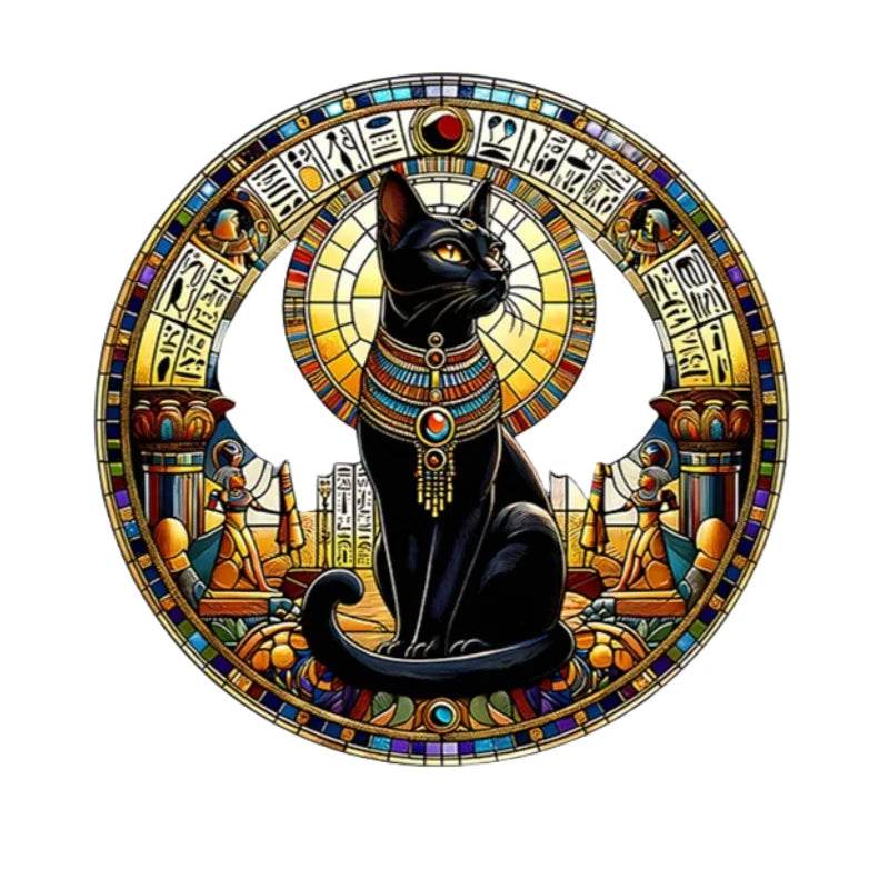 Black Cat Suncatcher - Acrylic Stained Style Window Hanging - HORA GIFT