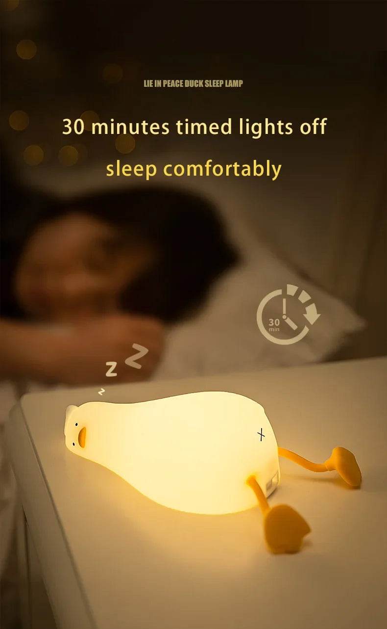 Rechargeable LED Night Light Cute Duck Silicone Patting Lamp Nursery Children Nightlights Home Bedside Room Decor Birthday Gift - HORA GIFT