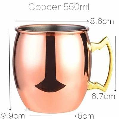1pcs 550ml 18 Ounces Moscow Mule Mug Stainless Steel Hammered Copper - HORA GIFT