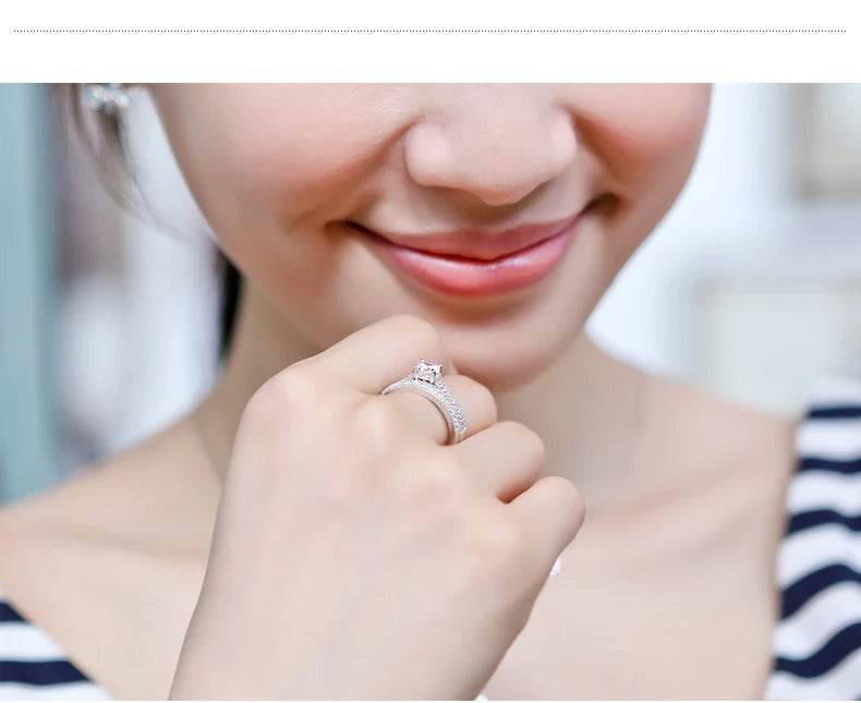 1 pair Vintage Halo 925 Sterling Silver Wedding Ring Set - HORA GIFT