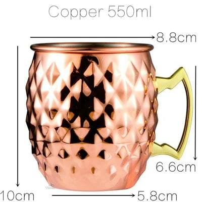 1pcs 550ml 18 Ounces Moscow Mule Mug Stainless Steel Hammered Copper - HORA GIFT