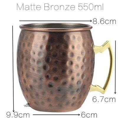 1pcs 550ml 18 Ounces Moscow Mule Mug Stainless Steel Hammered Copper - HORA GIFT