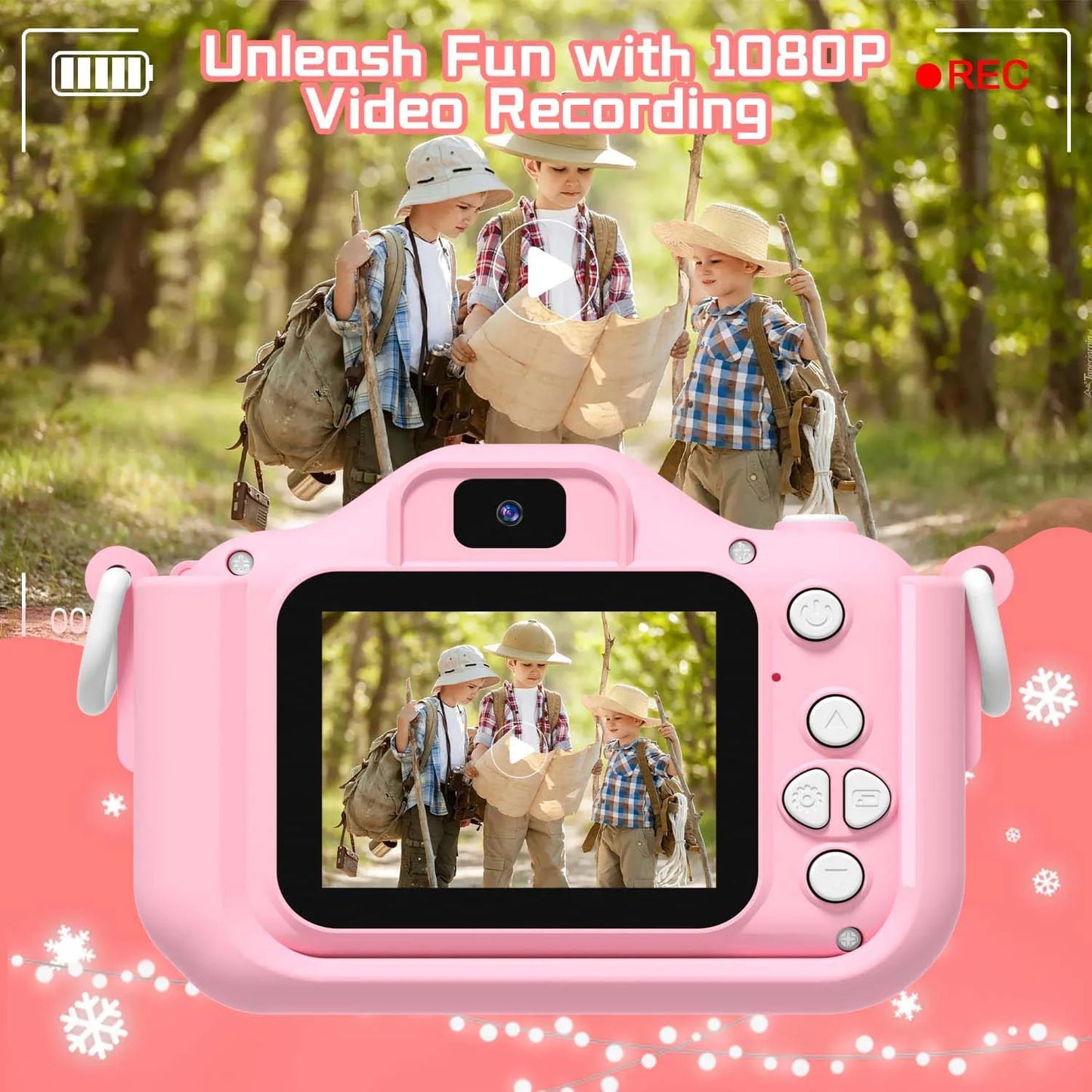 Kids Camera Digital Dual Camera HD 1080P Video Camera Toys 2 Inch IPS Screen 1080P HD Mini Cam Color Display Children Birthday G