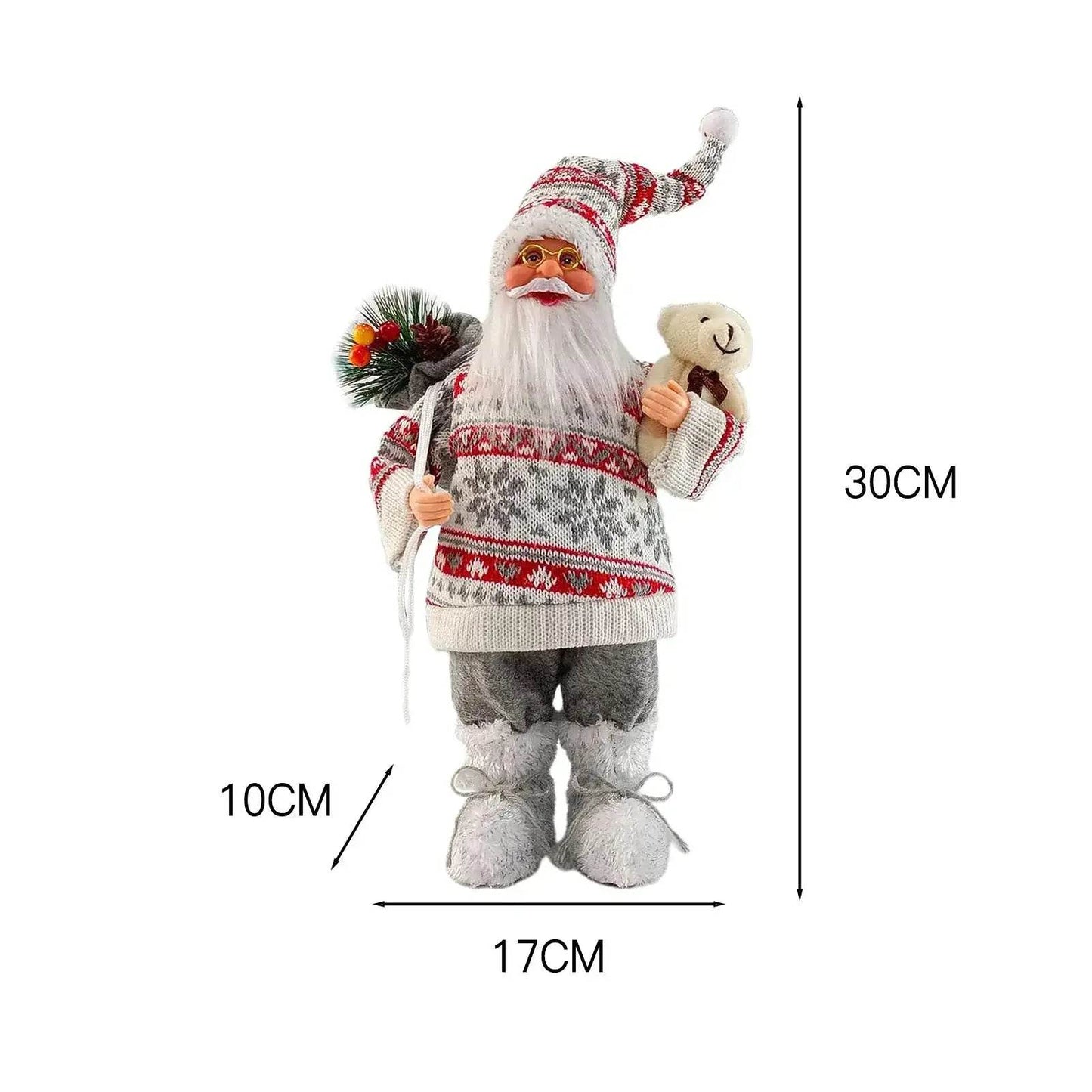 Christmas Sitting Standing Santa Claus Figurines Doll Cute 12inch - HORA GIFT