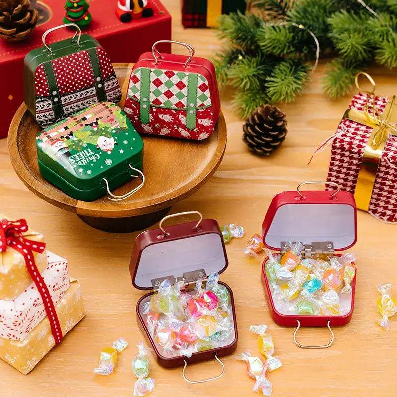Christmas Decoration Metal Box Handbag Shape Tin Jar Jewelry Storage Cas - HORA GIFT
