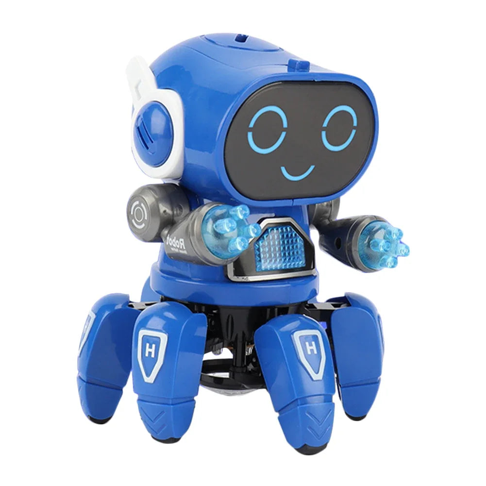 Electronic Dancing Robot Toy Rotatable with Music Light Early Education Toys Movable Noisy Robot Toys for Children Birthday Gift