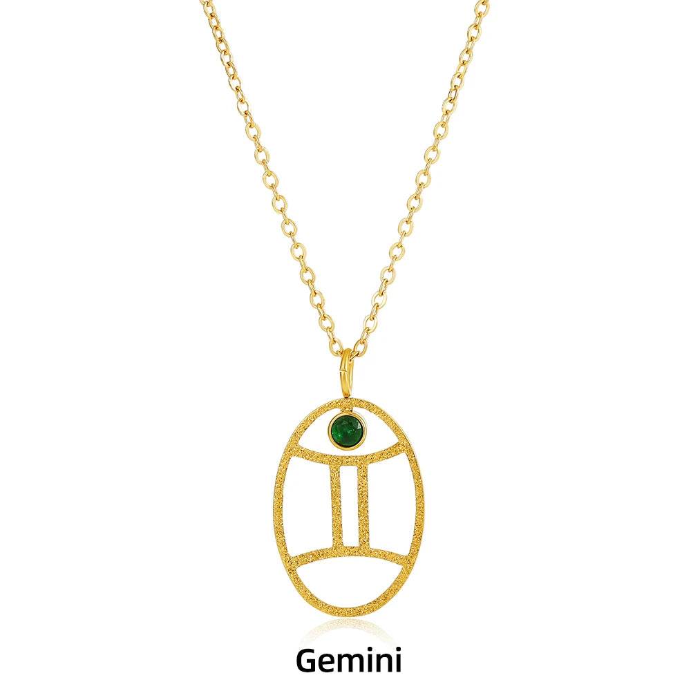 Zodiac Necklace for Women Aries Leo Pisces Sagittarius 12 Constellation Stainless Steel Neck Chains Jewelry Girl Birthday Gifts - HORA GIFT