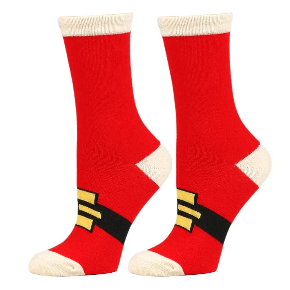 Christmas Mid-Calf Socks for Men Women Santa Claus Autumn Winter Gingerbread Man Cotton Elastic Gift Party Calf-Length Socks - HORA GIFT